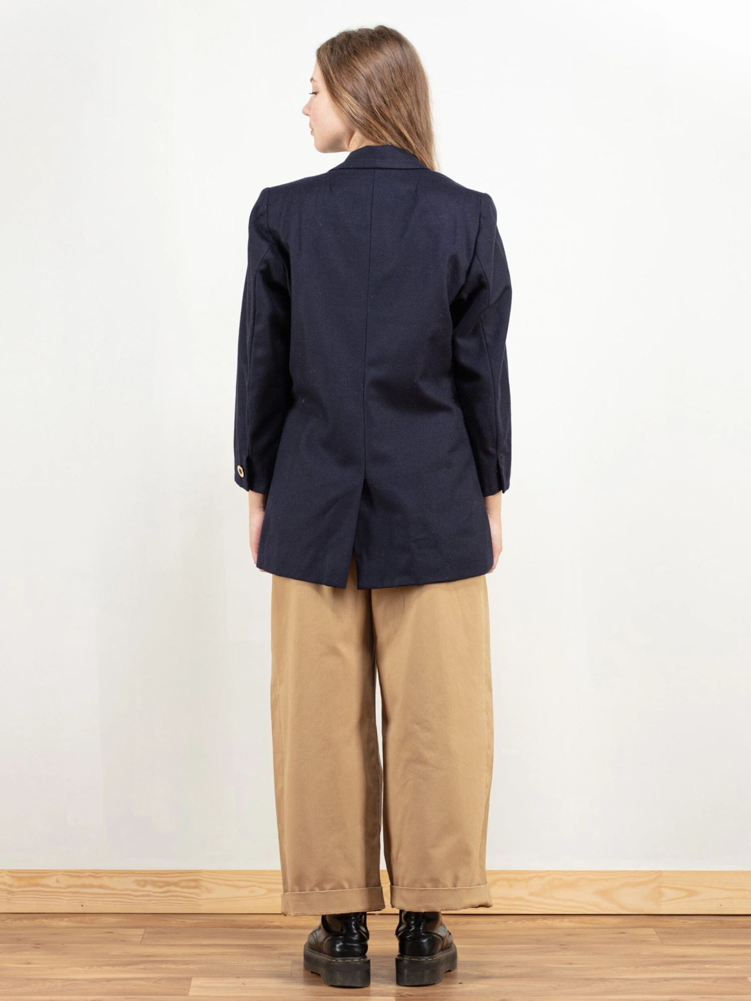 Vintage 90's Women Navy Blue Wool Blend Blazer 4 Vintage 90's Women Navy Blue Wool Blend Blazer - Image 4