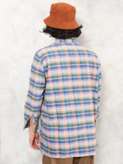 Vintage 90's Plaid Men Smock Shirt -Northern Grip Vintage plaid flannel smock shirt men 90s clothing 4