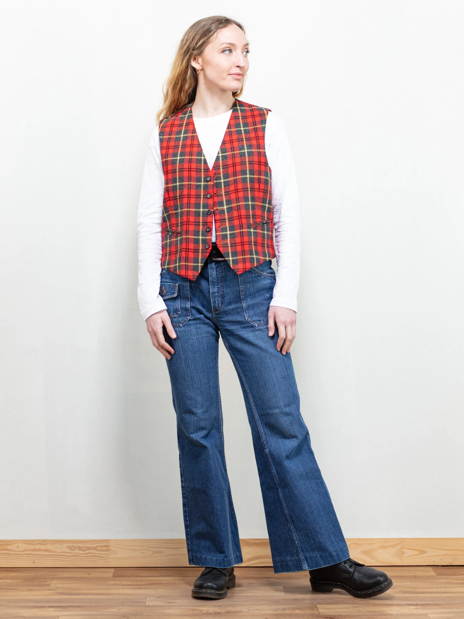 Vintage 80's Women Plaid Waistcoat Vest 3 Vintage 80's Women Plaid Waistcoat Vest - Image 3