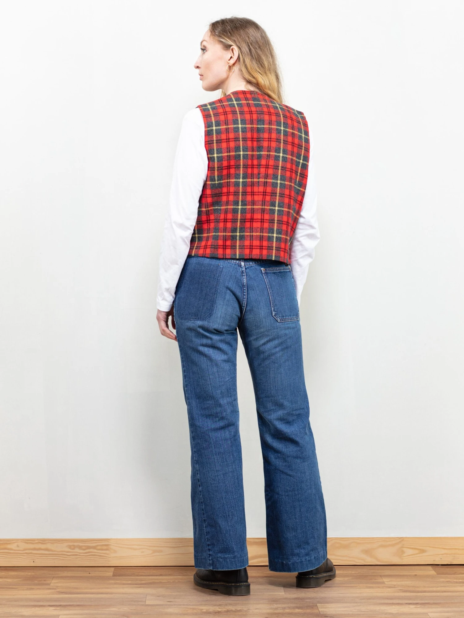 Vintage 80's Women Plaid Waistcoat Vest 2 Vintage 80's Women Plaid Waistcoat Vest - Image 2