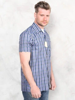 Vintage 90's Men Plaid Blue Shirt -Northern Grip Vintage retro boho native ethnic men 90s shirt4 8e8aab9e 7a59 4624 909a 9774f52360df