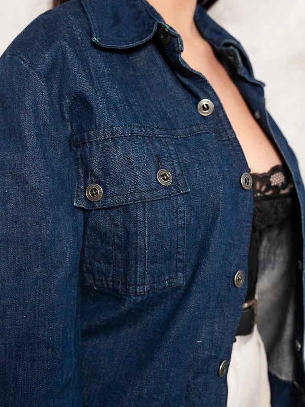 Vintage 90's Dark Women Denim Jacket 2 Vintage 90's Dark Women Denim Jacket - Image 2