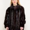 Vintage 80's Women Fur And Leather Coat In Black And Brown