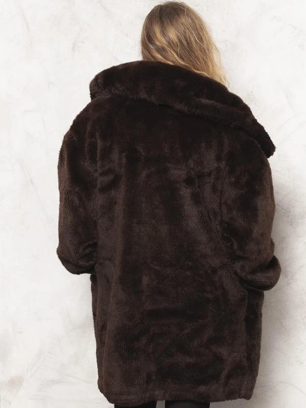 Vintage 80's Faux Fur Women Coat Brown 5 Vintage 80's Faux Fur Women Coat Brown - Image 5