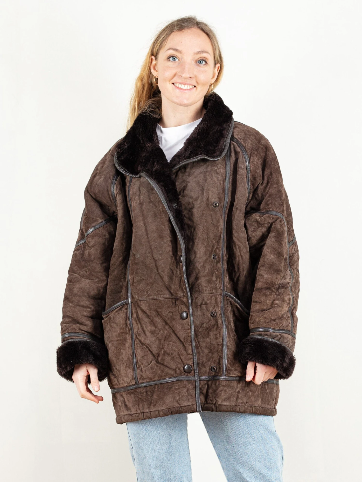 Vintage 80's Brown Sheepskin Coat Women 1 Vintage 80's Brown Sheepskin Coat Women