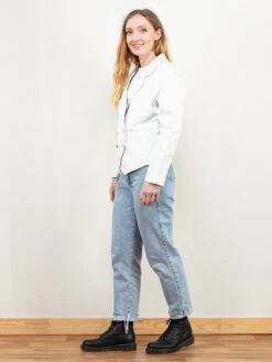 Vintage Women 80's White Leather Jacket -Northern Grip Vintage women white suede 80s cropped jacket131