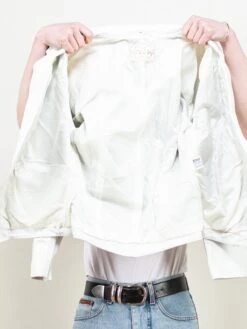 Vintage Women 80's White Leather Jacket -Northern Grip Vintage women white suede 80s cropped jacket133