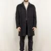 Vintage 80's Men Wool Blend Coat In Dark Grey