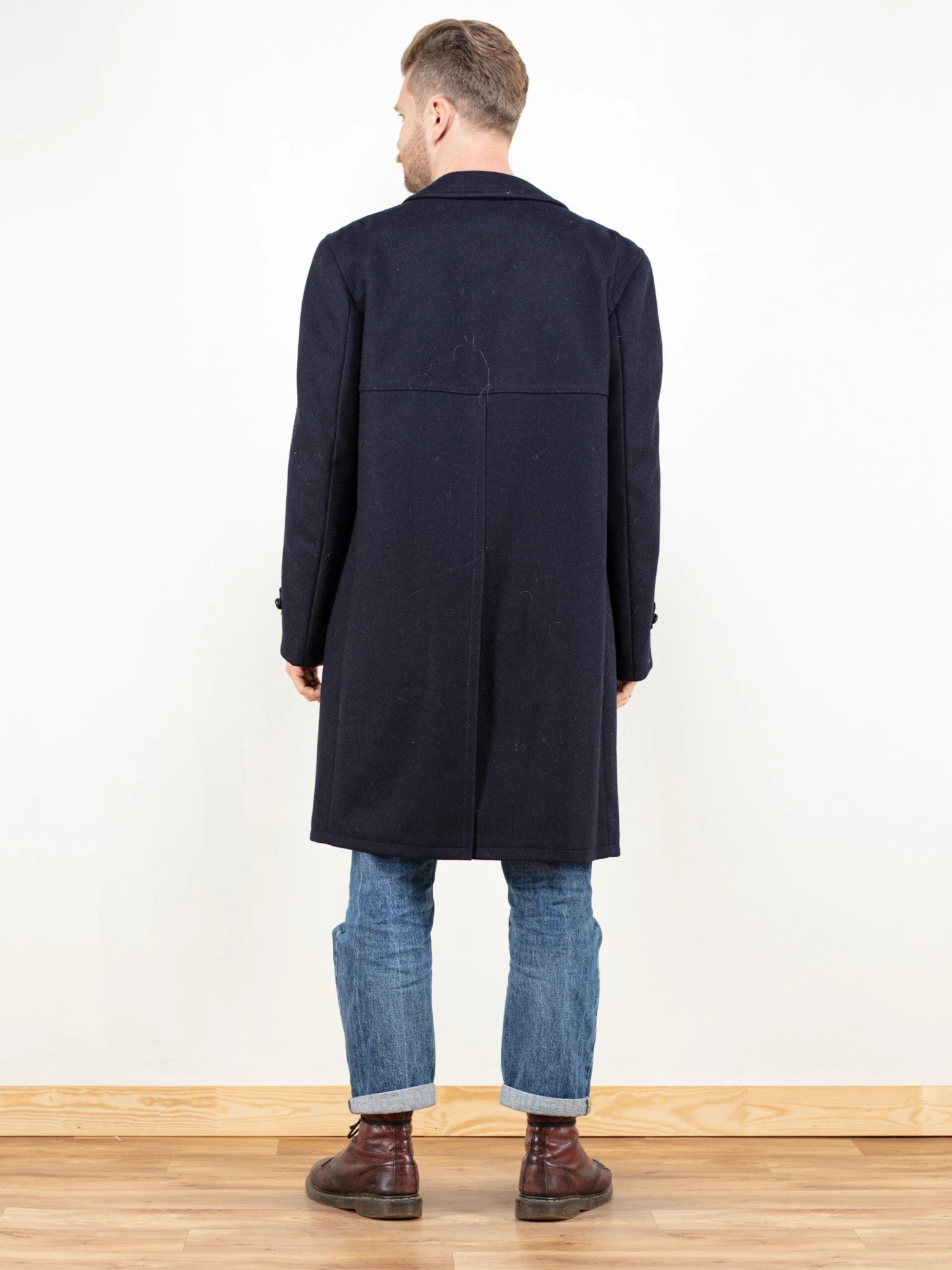 Vintage 80's Classic Wool Coat Blue 3 Vintage 80's Classic Wool Coat Blue - Image 3