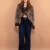 Vintage 00's Women Faux Shearling Fur Jacket In Grey