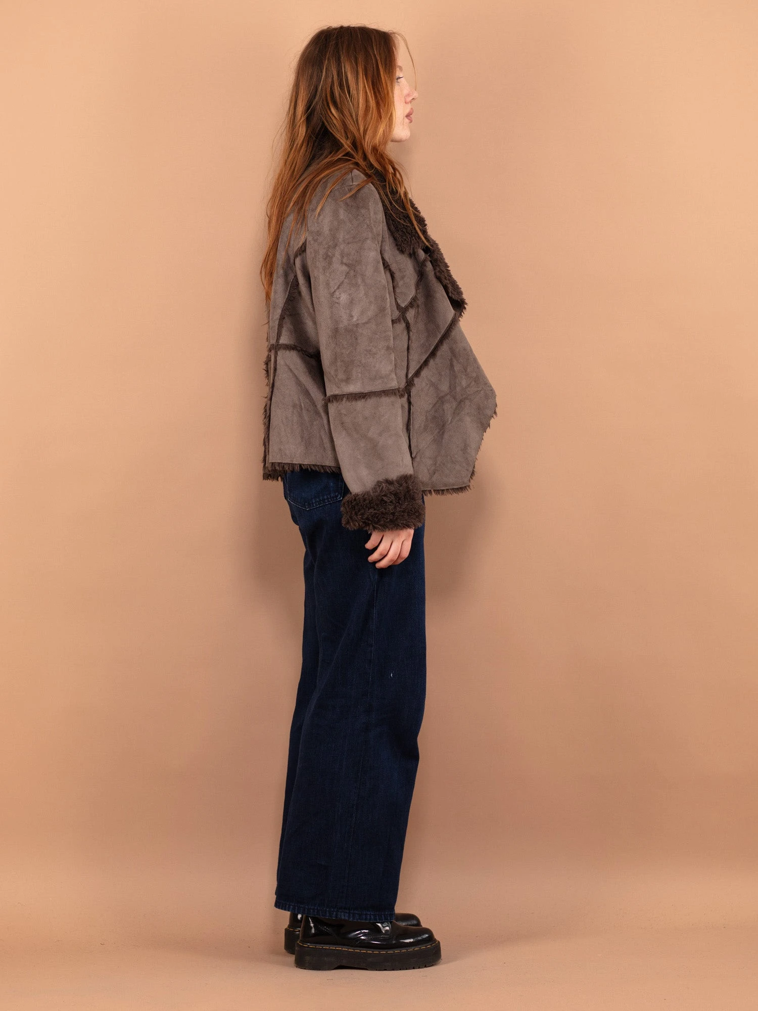 Vintage 00's Women Faux Shearling Fur Jacket In Grey 3 Vintage 00's Women Faux Shearling Fur Jacket In Grey - Image 3