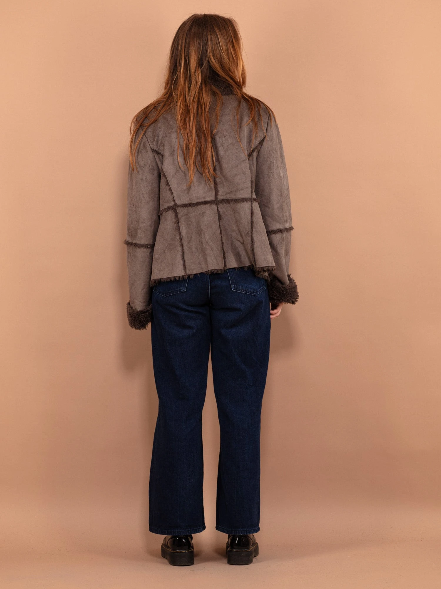 Vintage 00's Women Faux Shearling Fur Jacket In Grey 2 Vintage 00's Women Faux Shearling Fur Jacket In Grey - Image 2