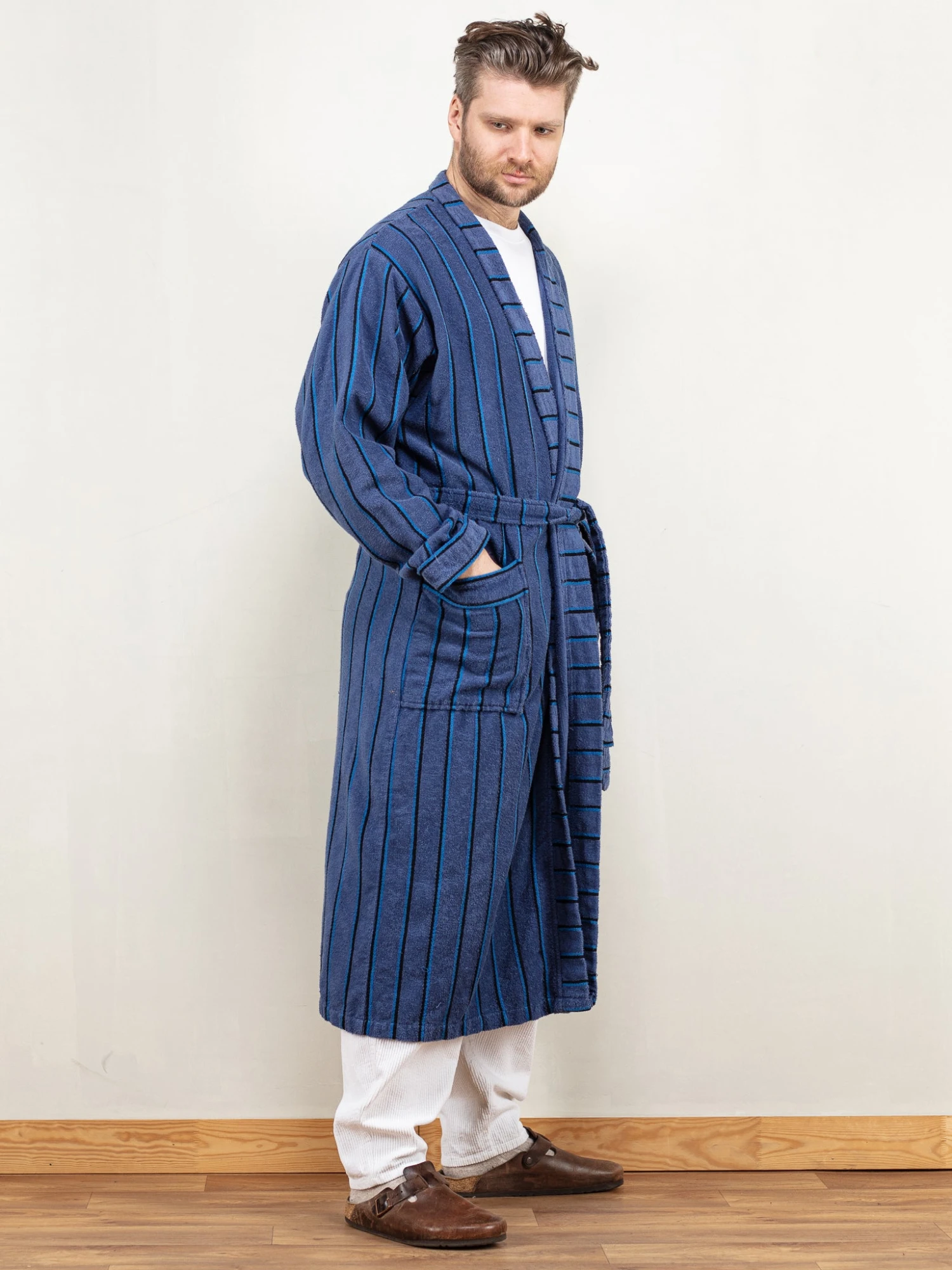Vintage 00's Men Terry Bathrobe In Blue 3 Vintage 00's Men Terry Bathrobe In Blue - Image 3