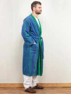 Vintage 80's Men Terry Bathrobe In Blue 5 Vintage 80's Men Terry Bathrobe In Blue -Northern Grip bathrobe blue 80 s cotton vintage menM 287