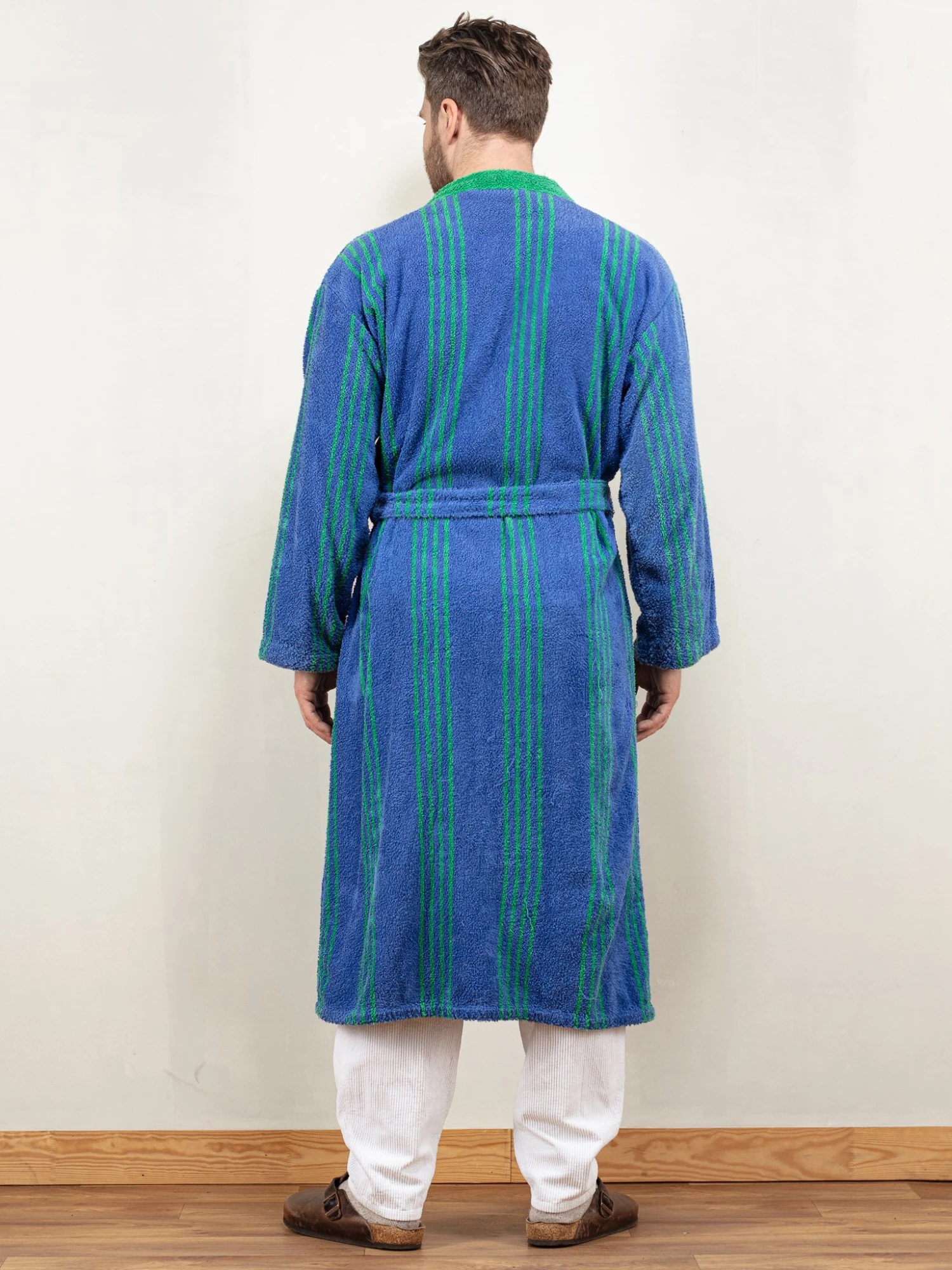 Vintage 80's Men Terry Bathrobe In Blue 2 Vintage 80's Men Terry Bathrobe In Blue - Image 2