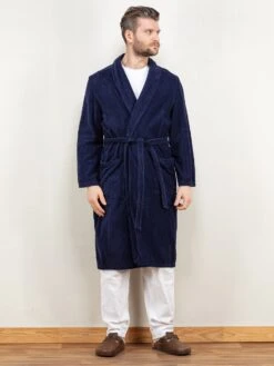 Vintage 90's Men Dressing Gown In Navy