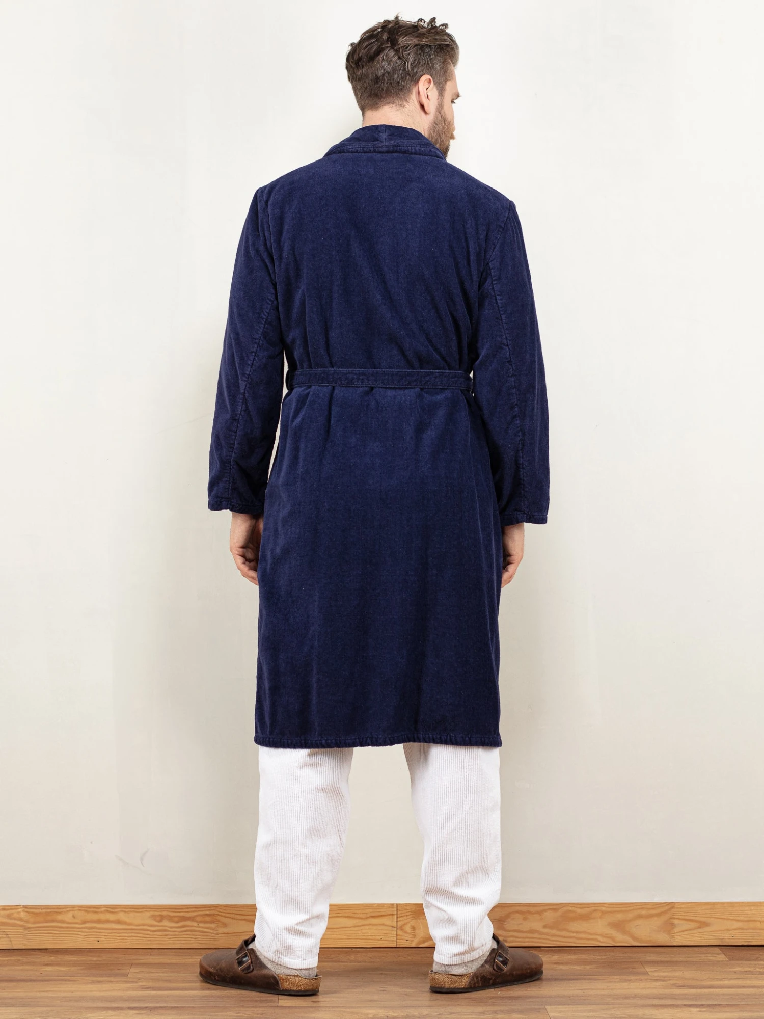 Vintage 90's Men Dressing Gown In Navy 2 Vintage 90's Men Dressing Gown In Navy - Image 2