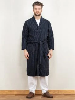 Vintage 90's Men Dressing Gown In Blue