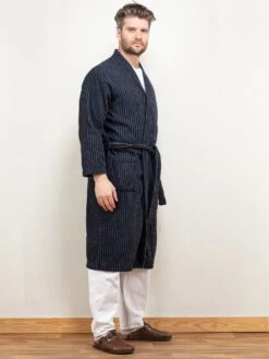 Vintage 90's Men Dressing Gown In Blue 5 Vintage 90's Men Dressing Gown In Blue -Northern Grip bathrobe blue 90s cotton vintage men 2