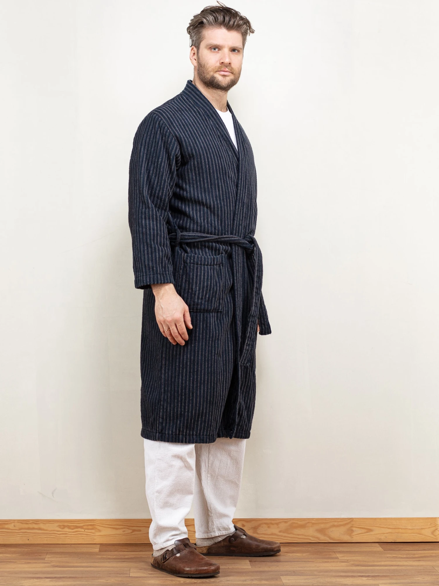 Vintage 90's Men Dressing Gown In Blue 3 Vintage 90's Men Dressing Gown In Blue - Image 3