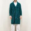 Vintage 70's Men Bathrobe In Green And Black