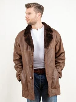 Front Page 17 Vintage 70's Men Brown Shearling Coat