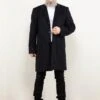 Vintage 90's Men Wool Blend Longline Coat In Black