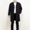 Vintage 80's Men Wool Coat In Dark Grey