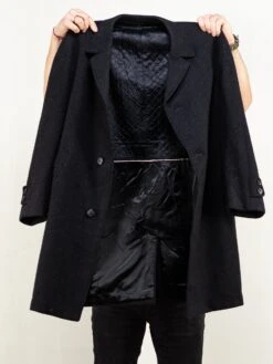 Vintage 80's Men Wool Coat In Dark Grey -Northern Grip coat grey 80 s wool vintage men01M 53