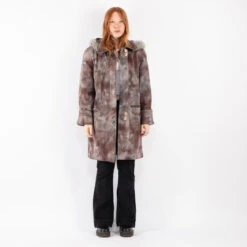 Vintage 90's Women Faux Sheepskin Coat In Multi -Northern Grip kbvdrats 32