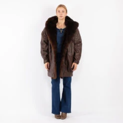 Vintage 80's Women Leather Fur Coat In Brown 9 Vintage 80's Women Leather Fur Coat In Brown -Northern Grip kvadrats 22 14061197 f565 424f ad83 0c11368cbf1b