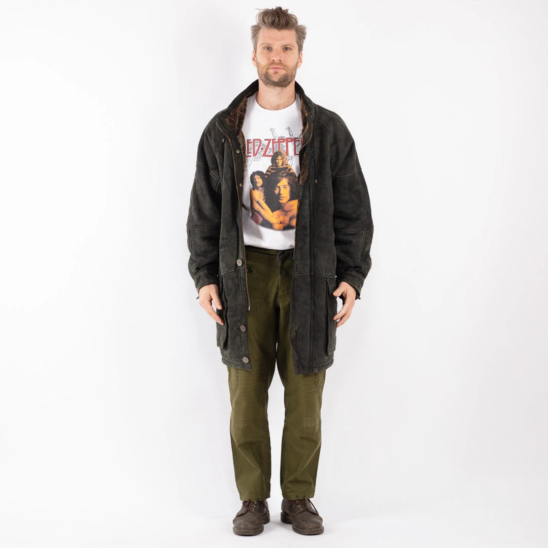 Vintage 80's Men Oversized Sheepskin Coat In Green 5 Vintage 80's Men Oversized Sheepskin Coat In Green - Image 5