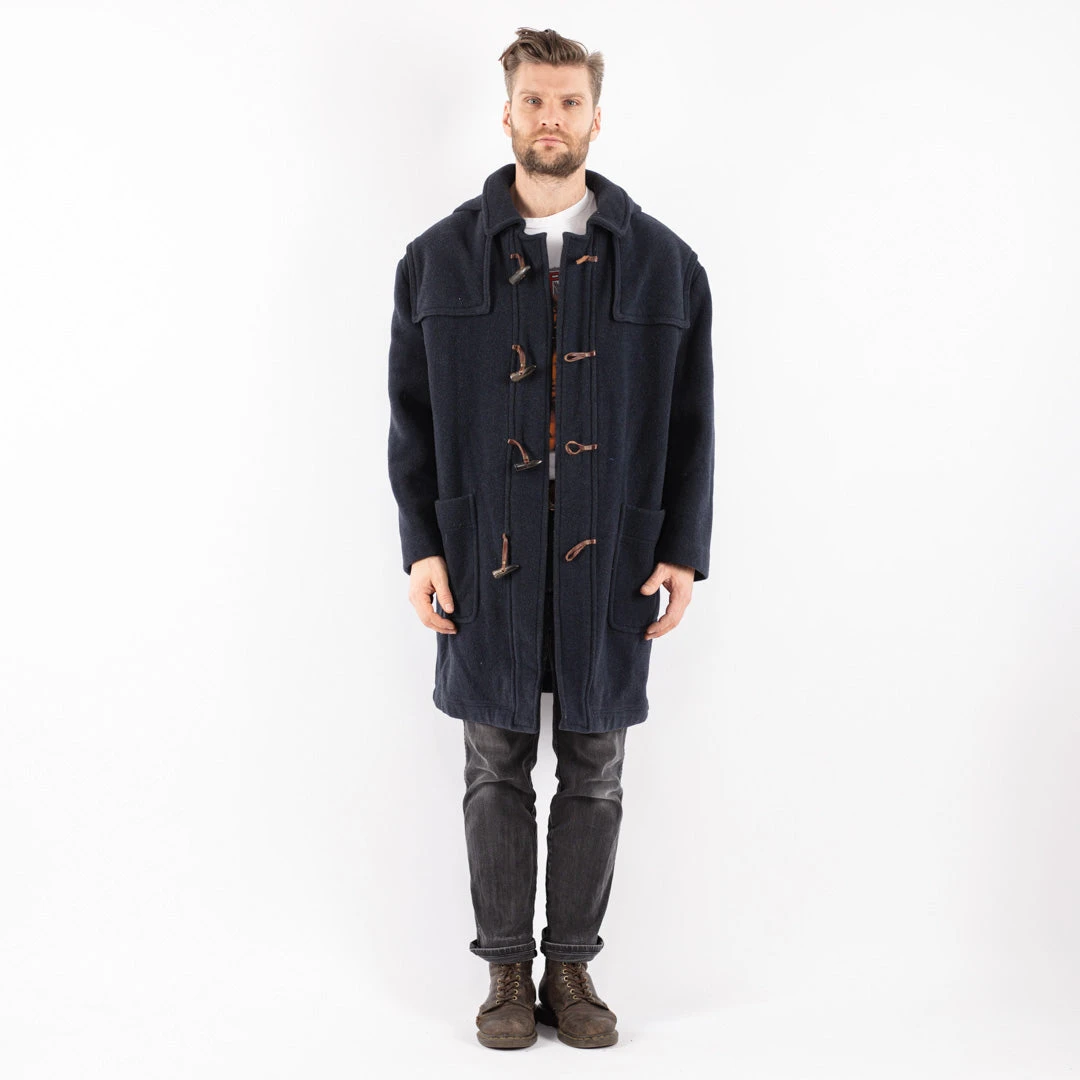 Vintage 90's Men Hooded Wool Duffle Coat In Blue 5 Vintage 90's Men Hooded Wool Duffle Coat In Blue - Image 5