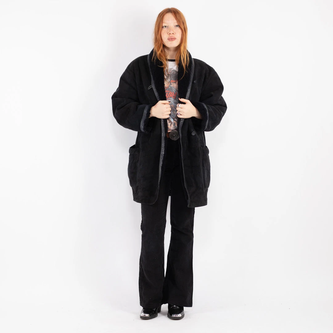 Vintage 80's Women Sheepskin Shearling Coat In Blue 5 Vintage 80's Women Sheepskin Shearling Coat In Blue - Image 5