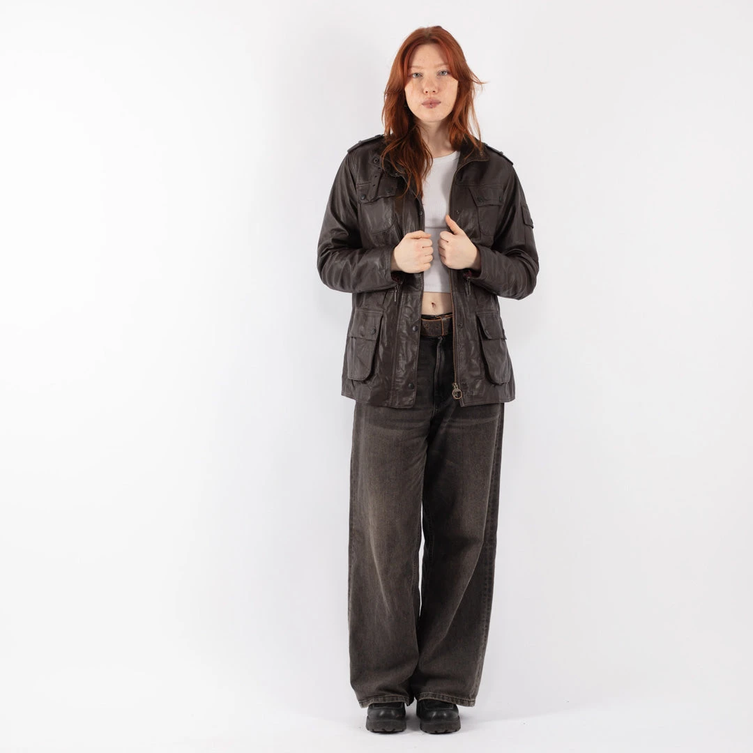 Vintage 00's Women Barbour Leather Jacket In Brown 5 Vintage 00's Women Barbour Leather Jacket In Brown - Image 5