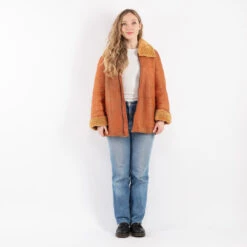 Vintage 90's Women Sheepskin Coat In Orange -Northern Grip kvadrats 73 3604f4df 68eb 49b5 b005 04f2172f73b3