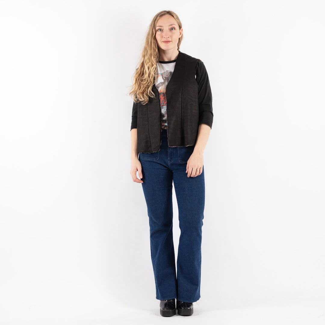 Vintage 90's Women Sherpa Vest In Black 5 Vintage 90's Women Sherpa Vest In Black - Image 5
