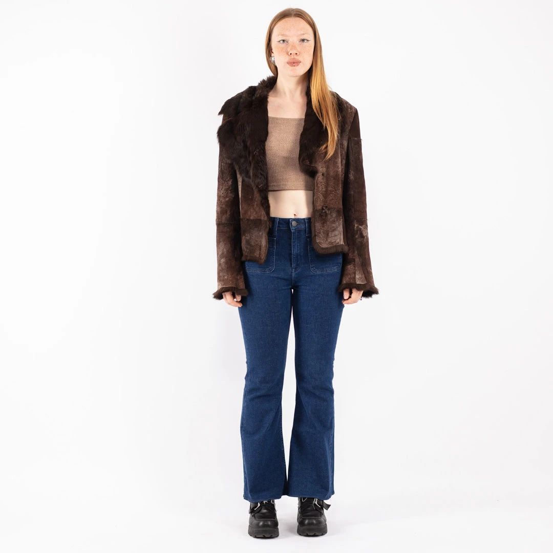 Vintage 70's Women Suede Fur Jacket In Brown 5 Vintage 70's Women Suede Fur Jacket In Brown - Image 5