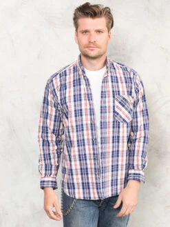 Vintage 90's Plaid Men Shirt -Northern Grip plaid men long sleeves 90 s men shirt button up shirt 2