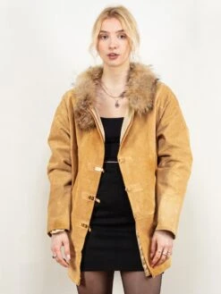 Vintage 70's Women Suede Jacket In Brown