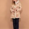 Vintage 00's Women Hooded Sherpa Coat In Beige