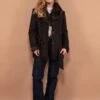 Vintage 00's Women Short Suede Coat In Brown