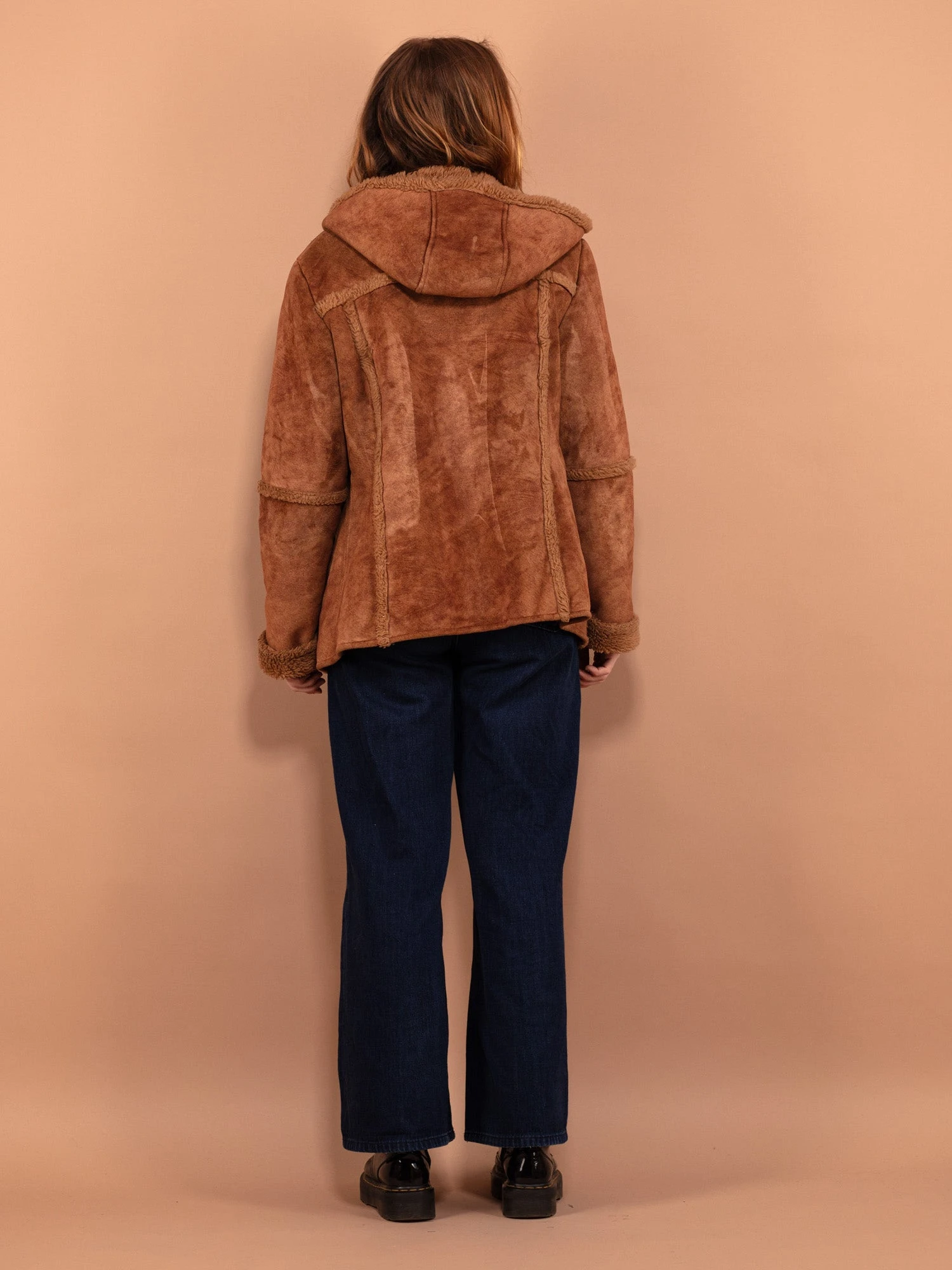 Vintage 00's Women Hooded Sherpa Jacket In Brown 2 Vintage 00's Women Hooded Sherpa Jacket In Brown - Image 2