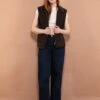 Vintage 00's Women Zip Up Sherpa Vest In Brown