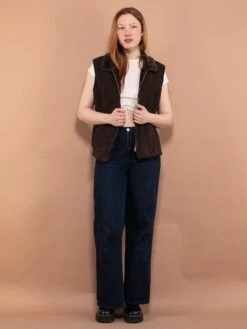 Vintage 00's Women Zip Up Sherpa Vest In Brown