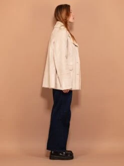 Vintage 00's Women Faux Sheepskin Coat In White -Northern Grip vintage 00s women faux sheepskin coat white 2