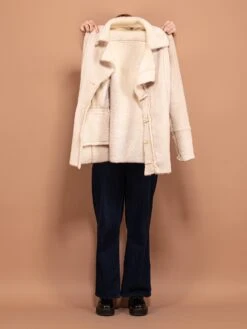 Vintage 00's Women Faux Sheepskin Coat In White -Northern Grip vintage 00s women faux sheepskin coat white 4