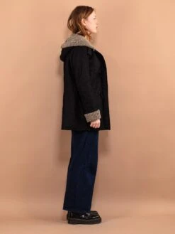 Vintage 00's Women Hooded Faux Sheepskin Jacket In Black 5 Vintage 00's Women Hooded Faux Sheepskin Jacket In Black -Northern Grip vintage 00s women hooded jacket coat black 2