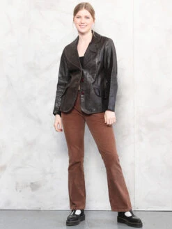 Vintage 70's Women Leather Jacket -Northern Grip vintage 70s brown leather retro jacket women clothing 1