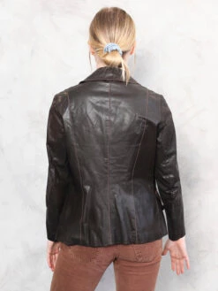 Vintage 70's Women Leather Jacket -Northern Grip vintage 70s brown leather retro jacket women clothing 4